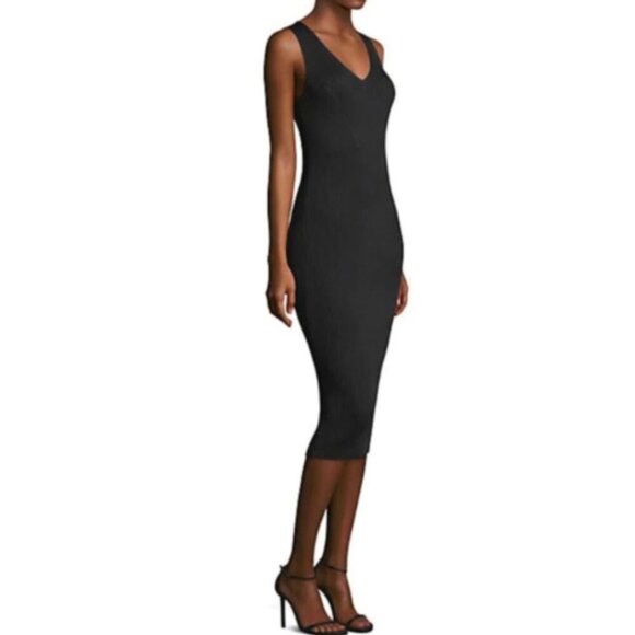 Milly Black Bodycon Dress 2 Sleeveless V-Neck Tailored Knee-Length Sheath - Picture 9 of 10